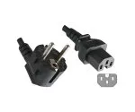 Power Cord CEE 7/7 90° to hot appliance plug C15, 1mm², VDE, black, length 1,80m